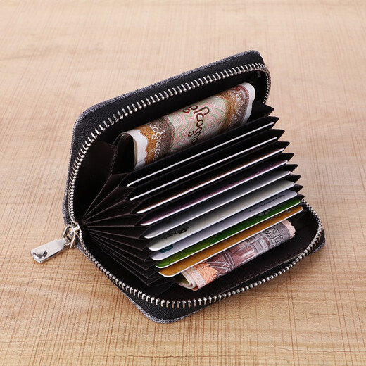 Tuzun Herren Canvas-Kartenbeutel Anti-Demagnetization Compact Multifunktion Multi-Card-Lizenz-Lizenz-Münz-Brieftaschen-Zertifikat integrierter Trend Schwarz Schwarz
