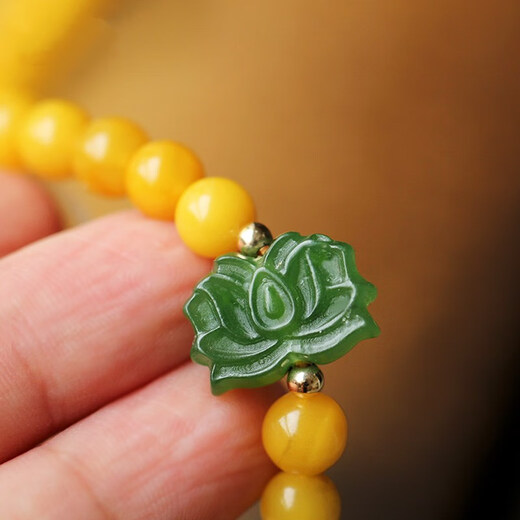 Longyin Beeswax Bracelet Amber Bracelet for Women and Men Raw Mineral 108 Rosary Beads Handmade with Nanhong Birthday Gift YJ 6mm