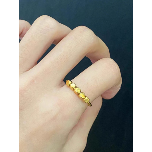 Fat Donglai's same style 18k small sugar cube gold ring golden transfer beads 2025 new light luxury niche design broken gold ring No. 6