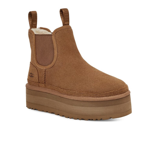 Ugg Autumn Women's Casual Comfort Couleur continue Couleur épaisse semelle Bottes de neige Chimney Fashion Chelsea Boots 1134526 Che Maroon 37