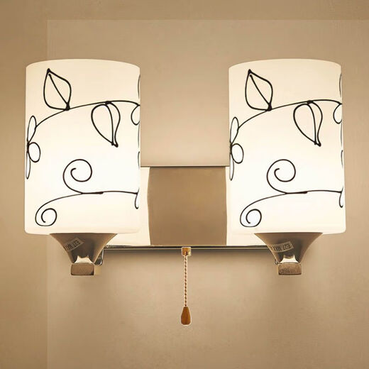 Yilin Wall Lamp Bedroom Wall Bedside Lamp Simple Modern Creative European American American LED Living Room Aisle Stair Lamp 8233-2 9 Watt LED Bulb Three Color + Pull Switch