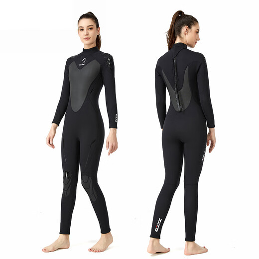 ZCCO New 3mm Diving Suit Men's One-piece Warm Wet Suit Women's Long Sleeve Coldproof Snorkeling Winter Swimsuit Men's Black XL