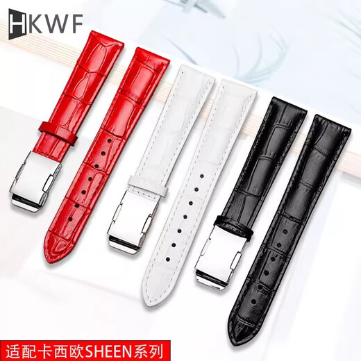 HKWF adapté à Casio Strap Vérineuse en cuir Sheen5010 5023 5012 Chaîne de montre à chute de vache rouge 18 mm Boucle de broche à art