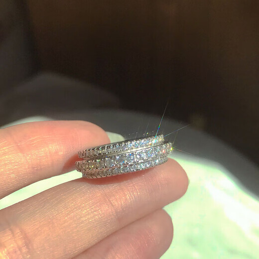 Shijun (SHIJUN) Gypsophila Ring Couple Style Light Luxury S925 Double Layer Rotatable Full Circle Full Diamond Index Finger Ring Bracelet Full Diamond Rotatable 16mm Inner Diameter S925 Silver