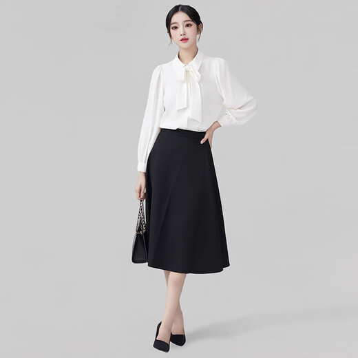 Troman 1-shirt 2-wear no-iron removable bow white shirt women's long-sleeved professional wear formal top interview shirt