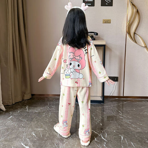 Mianyue Children Pyjama für Frauen 3 bis 6 Jahre alt Kinder Frühling und Herbst Langhülle Dünne mittelgroße Kinder Mädchen Prinzessin Baby Cartoon Set 1421 100 cm -8 Größe Höhe