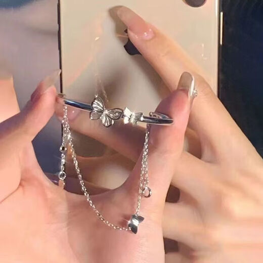 WSAY bestie bracelet high-end in butterfly girl light luxury niche exquisite half bracelet half chain tassel bracelet hand butterfly tassel bracelet 2 pieces