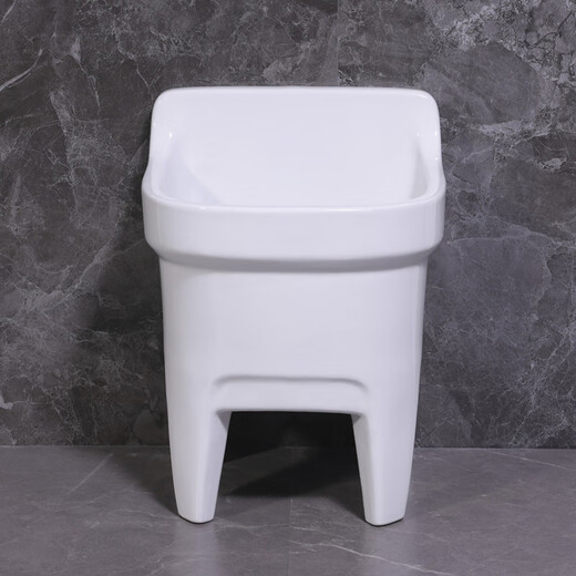 Lefit (lfte) bathroom ceramic mop pool balcony mop trough household Taiwan control large, medium and small mop basin courtyard mop pool 914 manual drain + faucet delivery to home