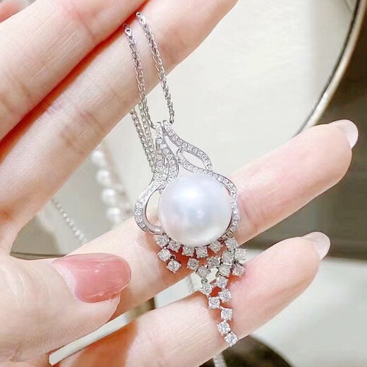 Six Maru Jennifer Jewelry True Round 12-13 White Freshwater Pearl Pendant 925 Silver Fashionable Pearl Necklace for Women