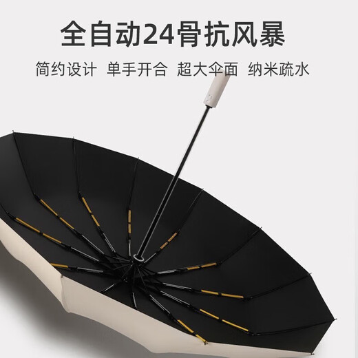 He Jiagong fully automatic umbrella vinyl 24 ribs men's and women's double umbrella men's business folding umbrella large reinforced windproof black vinyl 24 ribs