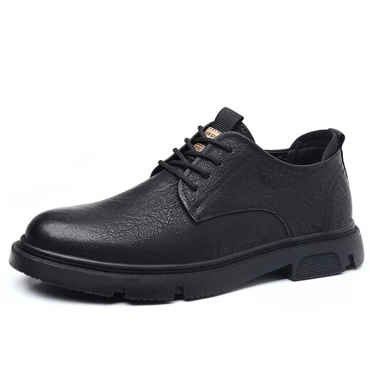 Gonai's new business casual leather shoes, genuine leather men's spring and autumn breathable business shoes, soft bottom chef retro men's shoes, black genuine cowhide + online, versatile, four seasons, size 40 (250mm)