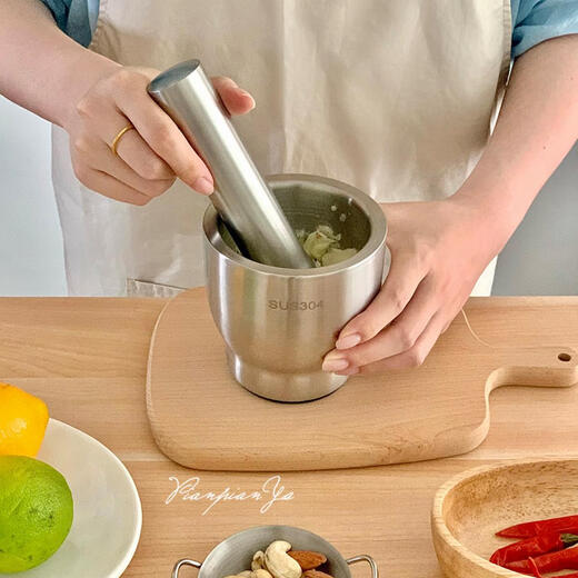 Jieyunmao multifunctional 304 stainless steel masher household manual spice grinder masher masher jar garlic paste mortar 10cm