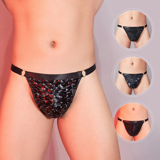 Confidential delivery sexy underwear thong three-point couple sex sm sexy underwear for adults snake pattern passion high elasticity sm breathable flirting men's briefs PU leather underwear all