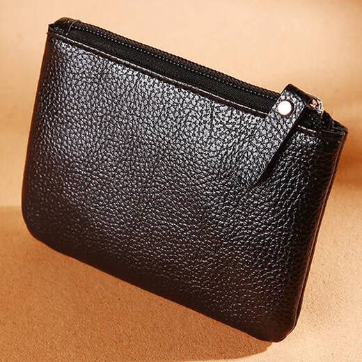 Jie Erji coin purse female mini compact zipper coin bag student 2026 new ultra-thin portable wallet simple card holder black