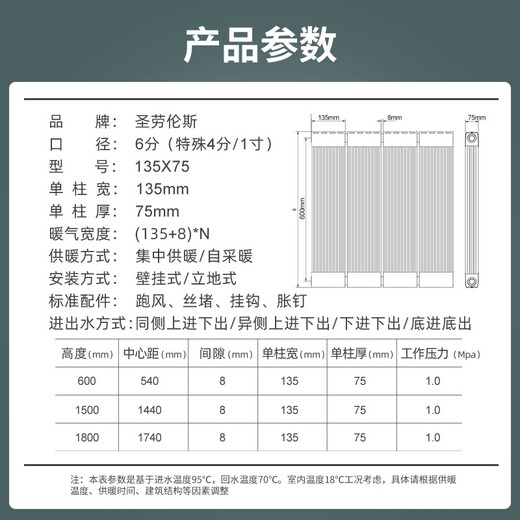 St. Lawrence Radiator Household Plumbing Copper-Aluminum Composite Double Waterway Radiator Centralized Heater Self-Heating Customized Radiator Three-column Order, Copper-Aluminum 13575 Height 600mm*1 Column