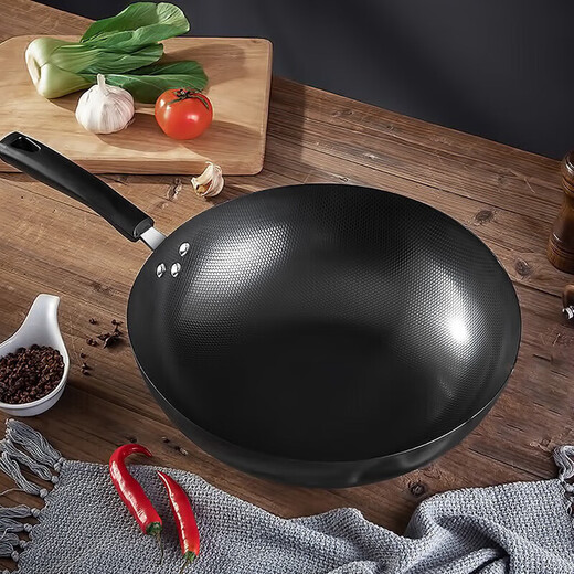 Maxcook wok 30CM iron pan, universal for gas stoves and induction cookers, uncoated, can be used with shovels MDB-30