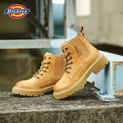 Dickies Martin boots men's boots autumn and winter new work boots men's big yellow boots Chelsea boots men and women couples outdoor short boots earthy 43