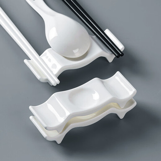Youlaifu ceramic chopstick holder Chinese dining table public chopstick holder hotel commercial chopstick pillow chopstick holder household chopstick holder pure white chopstick holder (three uses) 5 pack