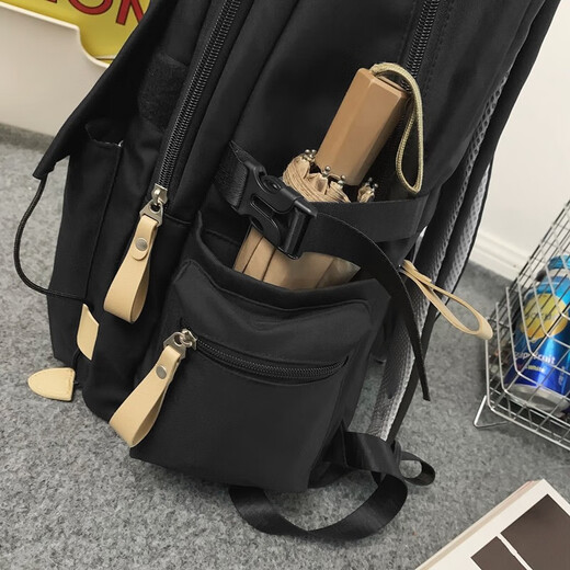 Doublestar schoolbag junior high school girl high school college student backpack backpack trend large capacity sports simple computer bag red with duck pendant