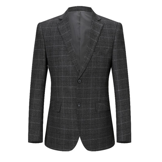 Classic Car (LAOYECHE) High-end Casual Suit Men's Middle-aged Wool Single-Wool Jacket Middle-aged and Elderly Brand Single-Piece Business Suit Plaid Top 2120 Models - Dark Gray 165/84A