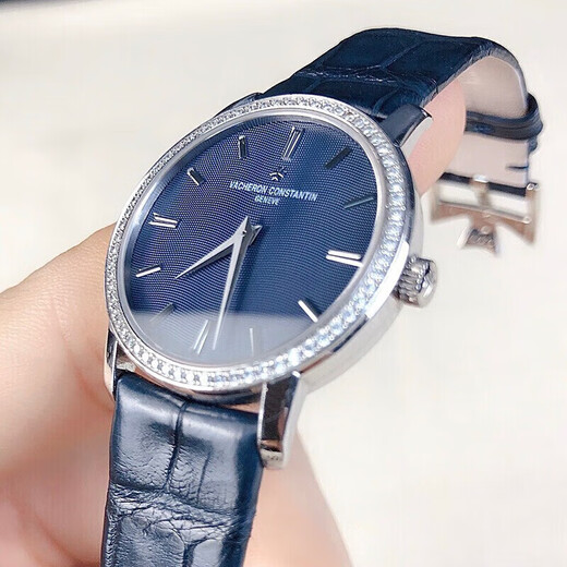 [Second-main 99 Nouveau] Vacheron Constantin Series 25558/000 18K Gold Original Inslumed Diamonds Women's Fashion Casual Business Pat Horloge de montre secondaire 25558 / 000G-9758 / Platinum / Disque bleu Disque
