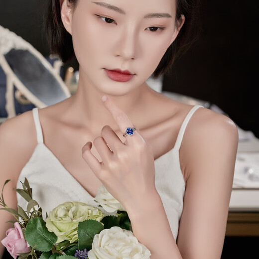 Nufeng Commuting Versatile Natural 5A Tanzanite Ring Precision-cut Fire-Inlaid Diamond Gemstone Ring Blue Tanzanite Finger (Open)