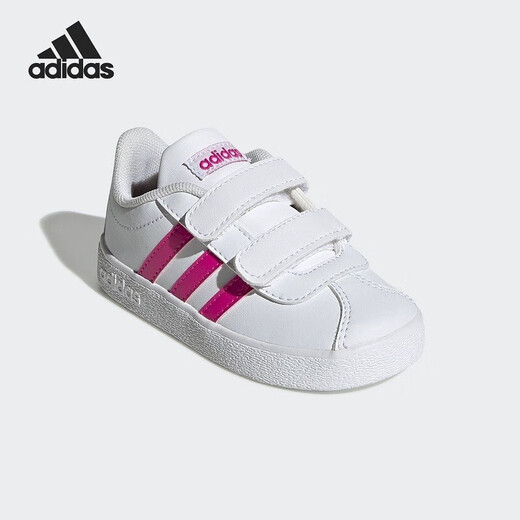 阿迪达斯 （adidas）官方童鞋女童男童小童板鞋魔术贴休闲鞋运动鞋低帮防滑小白鞋 EG3890 7K/24码/脚长13.5cm