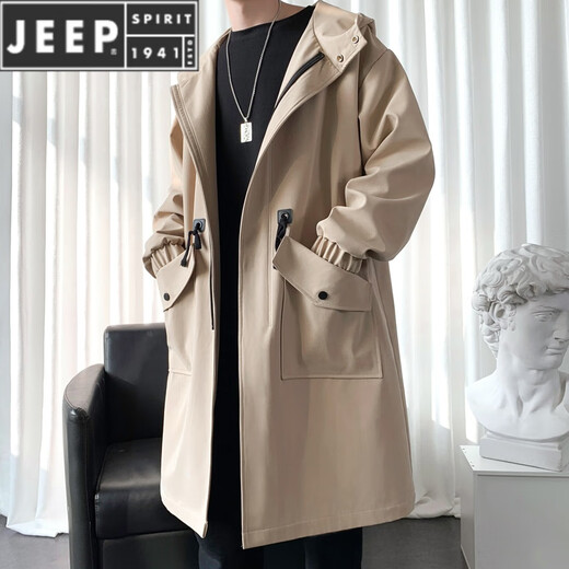 Jeep Spirit Sweaty Wind Coat Chaqueta de abrigo para hombres Nuevo abrigo de rodilla Over-Knee Autumn e invierno en espesor de la ropa sobre ropa masculina algodón verde militar más grueso l 115jin [Jin equivale a 0.5 kg] -140Jin [Jin equivale a 0.5 kg]
