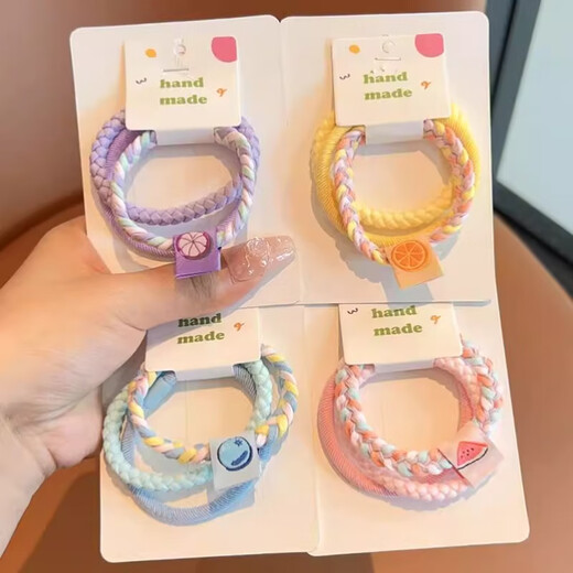Children's Candy Color Rubber Band High Elasticity and Durable Hair Tie Cute and Doesn't Hurt Hair Hair Tie 2024 New High-Looking Hair Tie Candy Color Rubber Band-Pink-Mixed Pack-3 PCs
