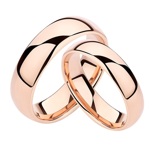 Fat Donglai's same style 18k rose gold ring with plain ring, light luxury couple's wedding ring with color plating, female model - GB No. 06