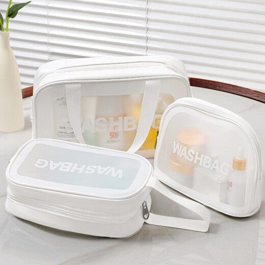 JAJALIN travel toiletry bag cosmetic bag transparent waterproof storage bag portable toiletries storage bag portable white