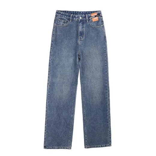 Baumwollgemachtes Samt verdickte schlankende Retro-Hochtüle gerade Jeans für Frauen im Herbst und Winter neue Freizeithosen für Weitbein für Frauen vielseitig schwarz [684-1 Samt hohe Qualität 37,5] S 85-95jin [Jin gleich 0,5 kg]