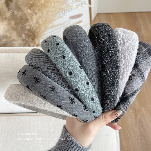 Morning Star Summer Gray Fabric High Headband Women's New Fashion Versatile Headband Hairpin High-end Hair Bundle One wide-brimmed gray bow headband