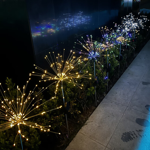 Meet the Beauty Cour extérieure Feu d'artifice solaire Lumière Jardin Pelouse Balcon Décoration Ambiance Veilleuse Pelouse Feux d'artifice Lumière Lumière Chaude 60 Lumières 2 Modes