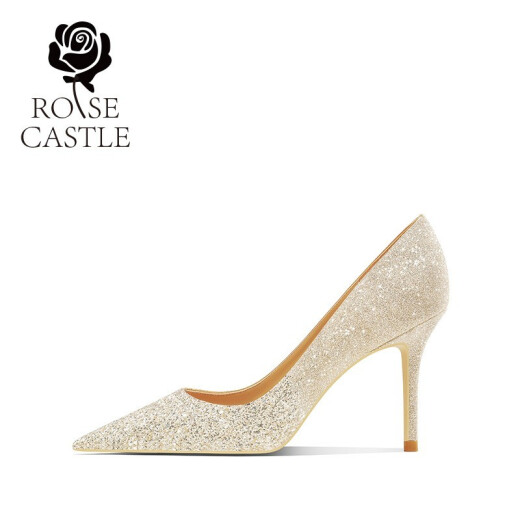 
ROSE CASTLE wedding shoes Gradient crystal wedding shoes for women adult dress high heels main wedding dress daily Galaxy Platinum (5.5cm) R6627 37