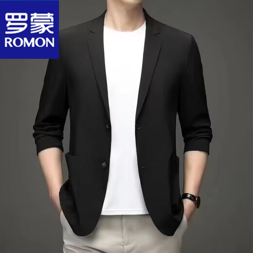 罗蒙（ROMON）夏季男士冰丝无痕防晒西服外套纯色弹力薄款西装上衣 卡其色 -718 6 【建议170-190斤】