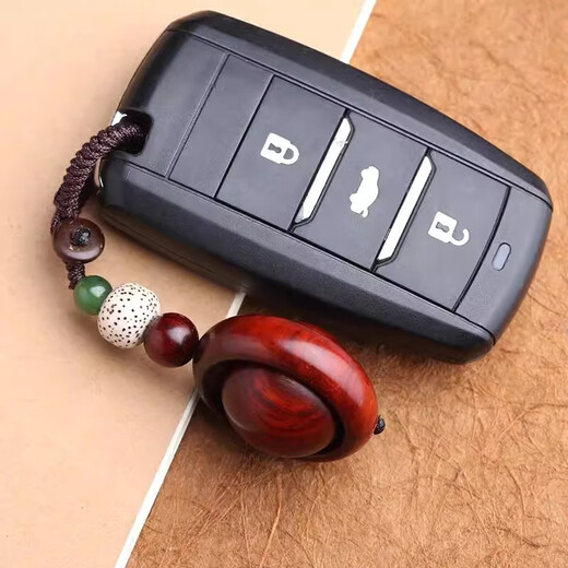 宿礼时来远转钥匙扣挂件小叶紫檀木质纹理红木汽车挂件男女挂饰吊坠 【可转动】檀木钥匙扣