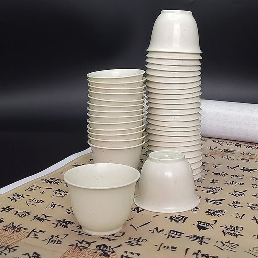 Jialiangjie disposable small tea cup rice husk thickened hard cup environmentally friendly food grade plastic cup for home office hospitality tea drinking commercial 60ml rice husk tea cup 1 pack (45 pieces)