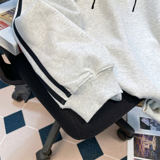 POUM sweatshirt men autumn and winter Chinese cotton round neck puppy print versatile trendy couple casual XXJR-FG1349 white gray L