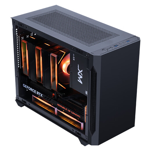 先马（SAMA）趣造air黑色 游戏办公桌面主机小机箱 三面网孔散热/易拆结构/支持matx主板ATX电源/双U3/顶部防尘