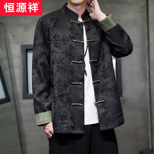 Hengyuanxiang nuevo traje chino con estilo masculino chino a otoño e invierno chaqueta de manga larga hebilla retro haanfu