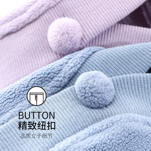 Shile autumn and winter thickened polar fleece v-neck couple home wear collarless cardigan home suit animal year red pajamas Yingge blue/male XL