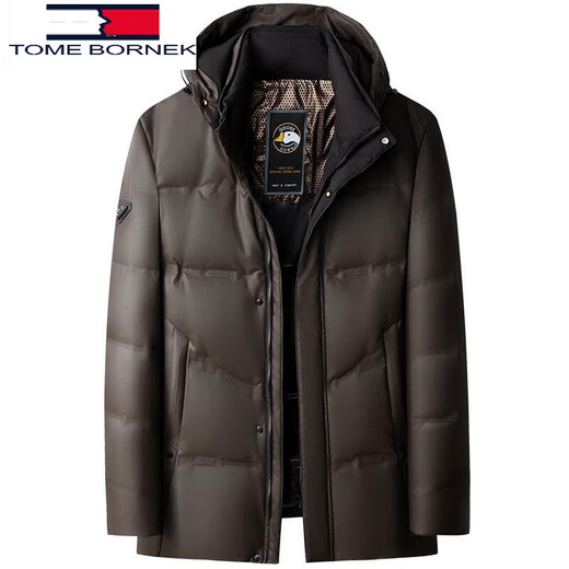 TOME BORNEK Tommy high-end genuine leather men's down jacket removable hooded white goose down warm winter trendy jacket thick 555 models - black (leather down jacket) 175/L recommended 125-140 Jin Jin equals 0.5 kg