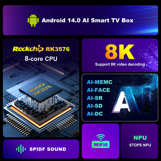 AIRWORLD旗舰AI机顶盒 H96MAX M9S八核RK3576安卓14电视盒子千兆网络WIFI6 8G 128G国内版