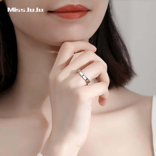 Miss JuJu PT950 platinum ring for men and women, couple ring, platinum simple glossy wedding ring, plain ring, solid ring 9#, about 3.7g (refund for more weight)