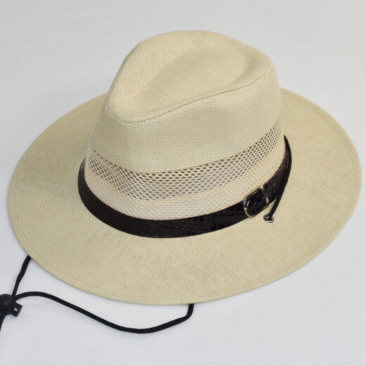 
Li Yun HouSe top hat men's summer breathable sun hat mesh hollow straw woven breathable flat brim top hat-brown M (56-58cm)