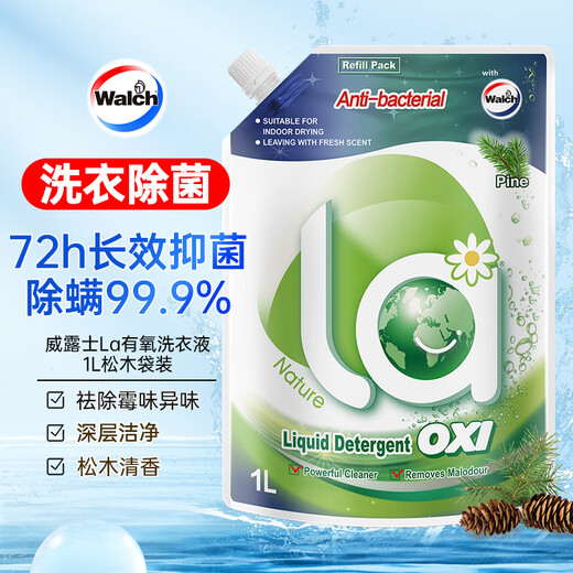 Walch La aerobes Waschmittel, 1 l, Sterilisator mit Kiefernduft, Milbenentferner, Schimmelentferner, Fleckenentferner, Nachfüllpackung für Handwäsche