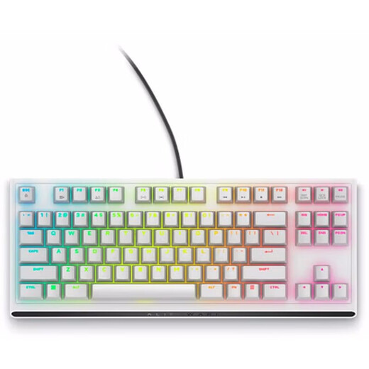Alienware AW420K white TKL wired gaming keyboard mechanical keyboard cherry red shaft RGB lighting new style white RGB multi-color backlight, cherry red shaft