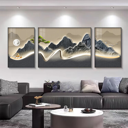 轻奢客厅装饰画2024年新款背有靠山沙发背景墙壁画大气挂画 G3884 60*80/110*80/60*80适合3.8