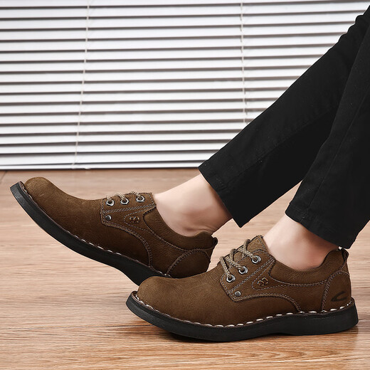 Camel active (camel active) first layer cowhide autumn and winter outdoor casual shoes men's large leather shoes genuine leather men's work shoes business dad shoes dark brown (lace up) first layer cowhide 8806 40 standard leather shoe size